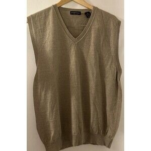 Joseph & Lyman Sweater Vest Mens XL Beige Extra Fine Merino Wool Italy